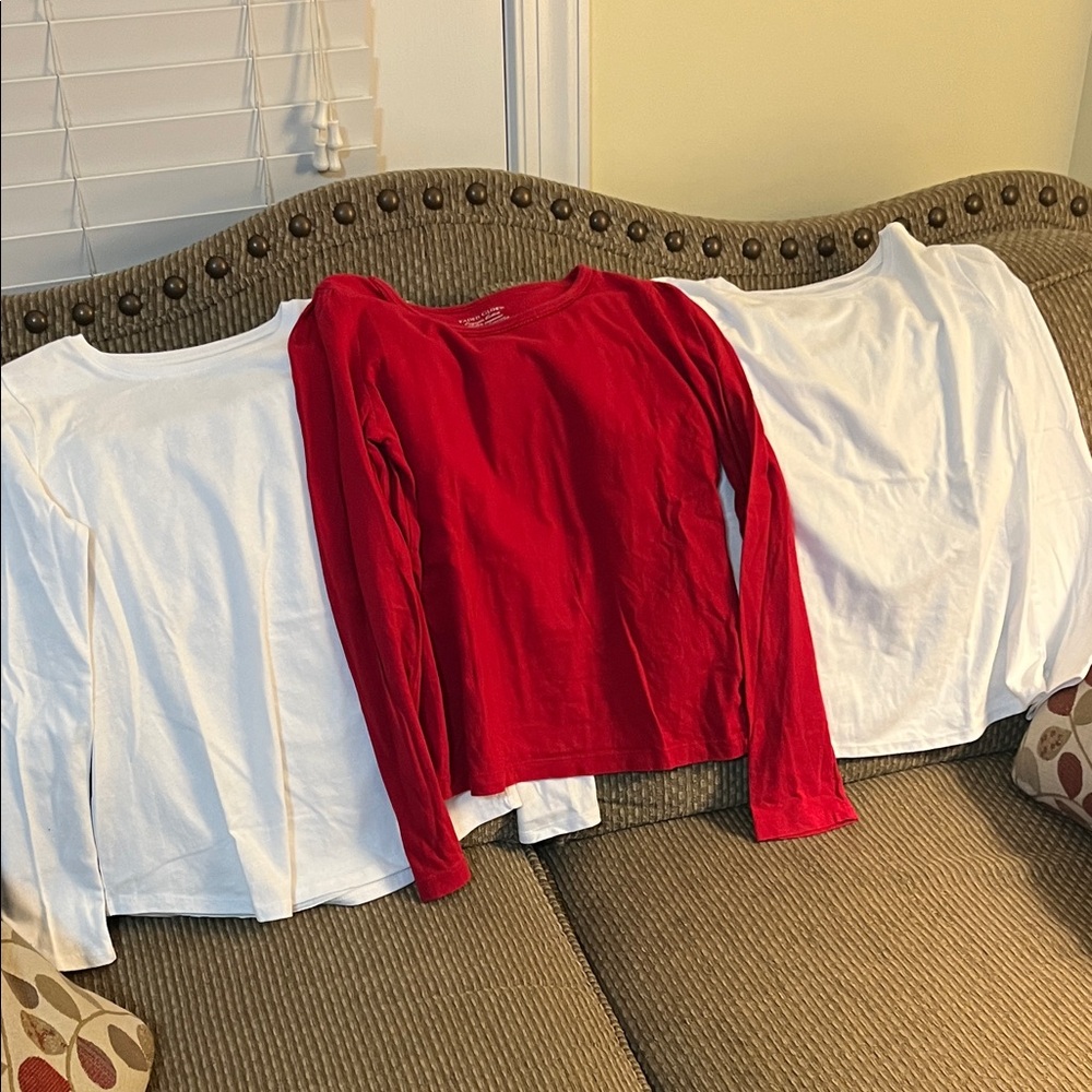 Red and White Kids Long Sleeve Tops